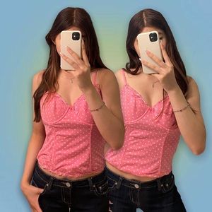 pink polka dot corset top